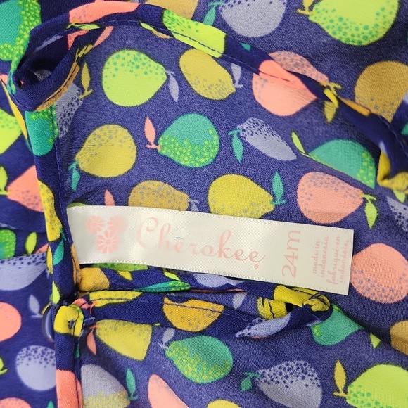 Cherokee Neon Pear Print Dress 24 Months - Picture 3 of 4